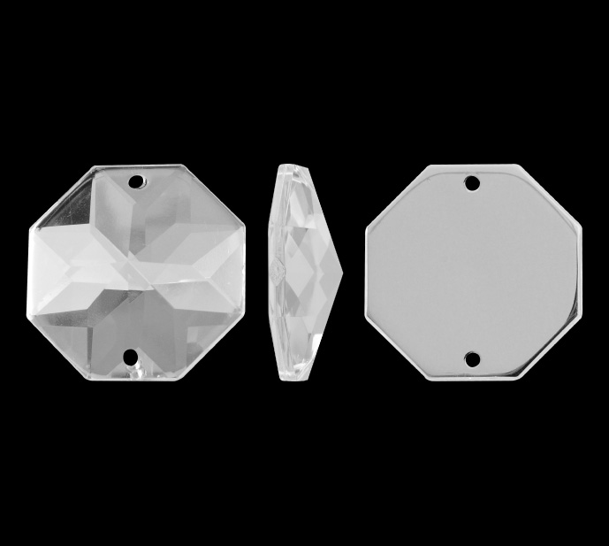 Piedra hilo B48 octagon plano 16mm crystal 2 x und