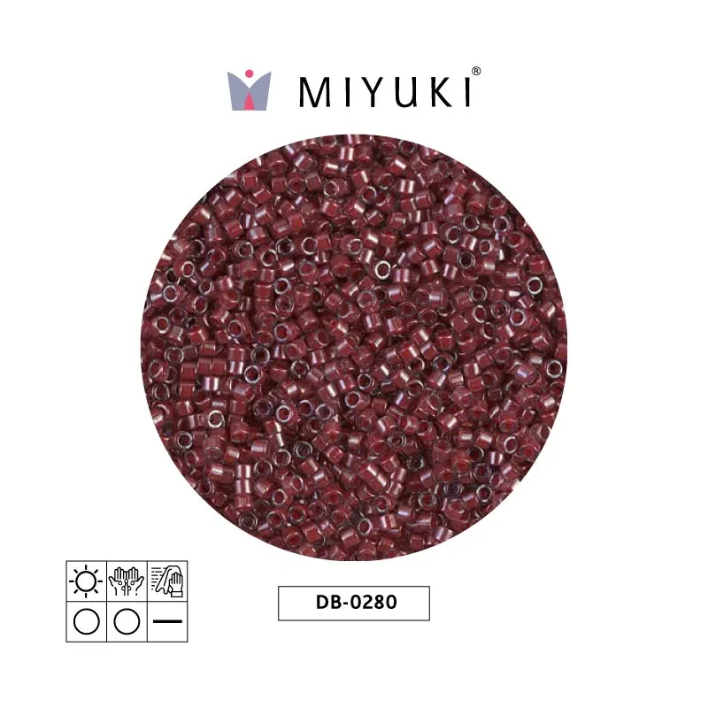 Miyuki delica 11/0 DB0280 rojo forrado cristal lusterr x 50g