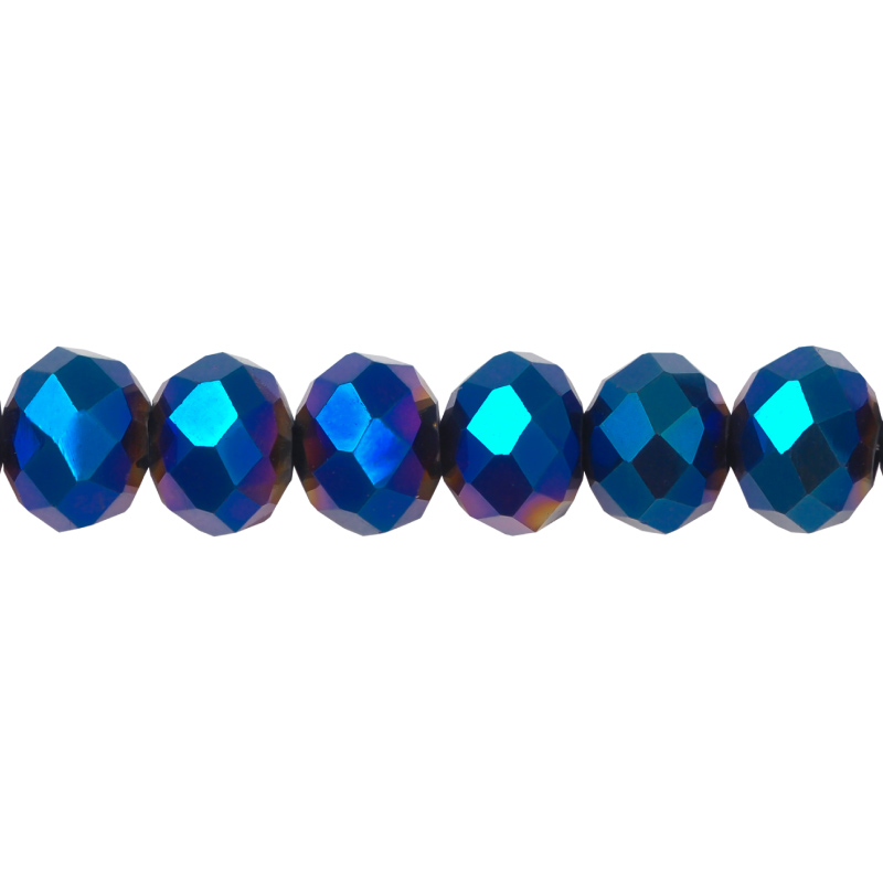 Murano rondela facetada 8mm metalic blue 134 x 62unds