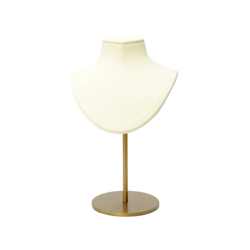 Exhibidor cuello soporte dorado 20x12cm x und