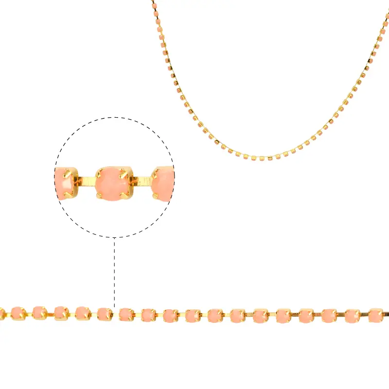 Cadena strass #3 palo de rosa 2.5mm/Gilt x m