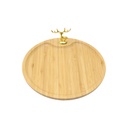 Bandeja exhibidor redondo 25cm madera clara x und