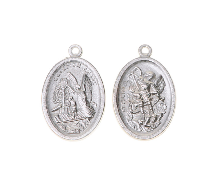 Medalla arcangel san miguel / angel de la guarda 391-2 16x25mm/NQ x 10unds