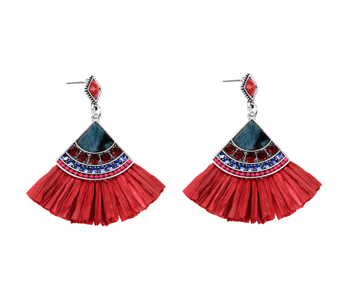 Aretes borla N.2 rojo x par (copia)