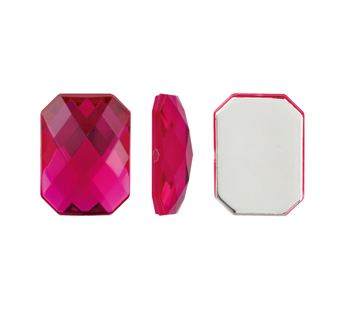 Acrilico K1037 octagon plano 13x18mm fucsia 31 x und