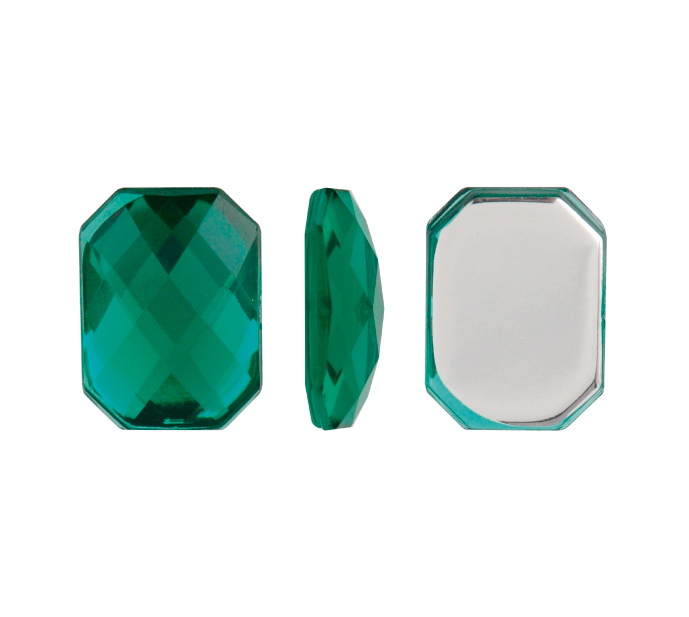 Acrilico K1037 octagon plano 15x21mm emerald 6 x und