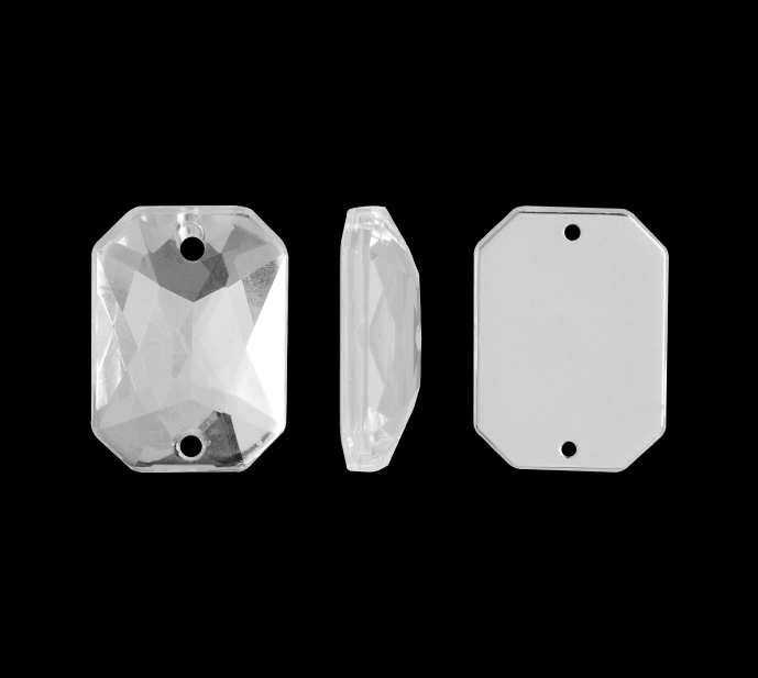 Piedra hilo B13 octagon plano 18x25mm crystal 2 x und
