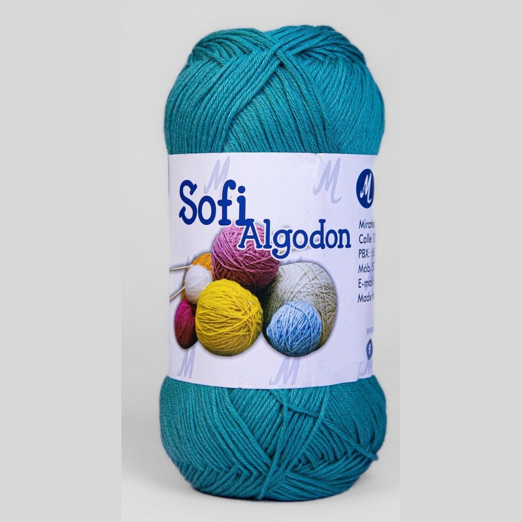 Ovillo lana amigurumi sofi 100% algodon 6014 turquesa x 100g