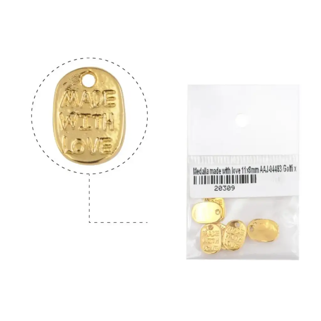 Medalla made with love 11x8mm AAJ-04483/Golfi x 6unds