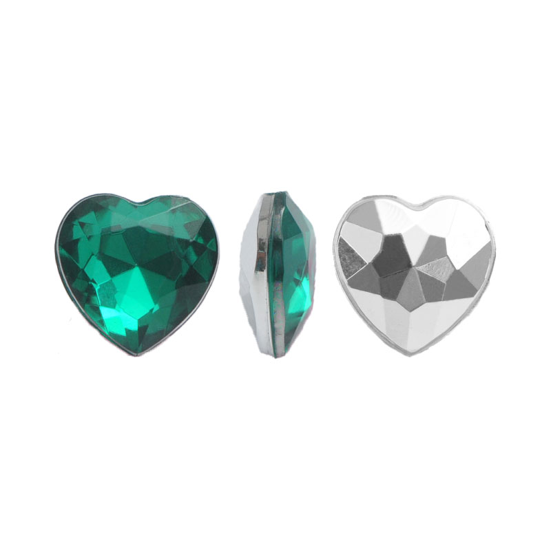 Acrilico K1019 corazon con cono 8mm emerald 6 x und