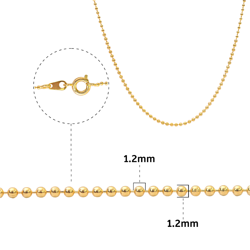 Cadena rodio bolitas 1.2B-1.27 45cm x und