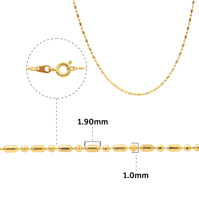 Cadena rodio ball 1.0x1.90mm DC 3x1 45cm x und