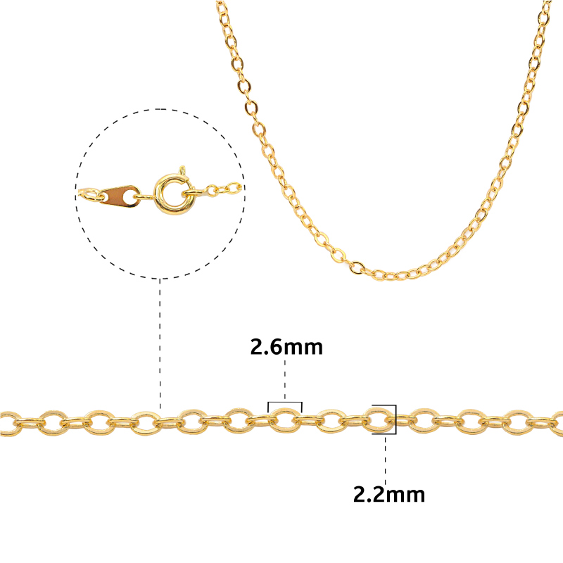 Cadena rodio link redondo 2mm/245SF/2.2x2.6mm 45cm x und