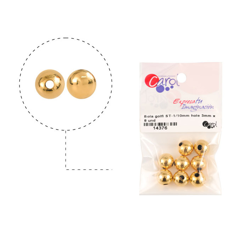 Bola rodio ST-1/10mm hole 3mm x 8unds
