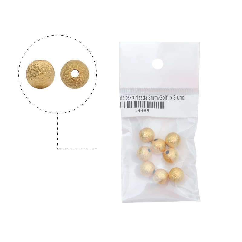 Bola rodio texturizada 8mm x 8 und