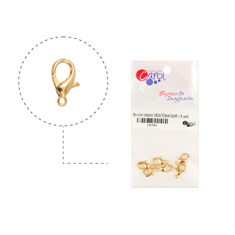 Broche lobster 065A/12mm/rodio x 6 und