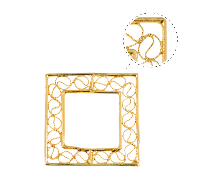 Filigrana cuadrado 21mm/rodio x und