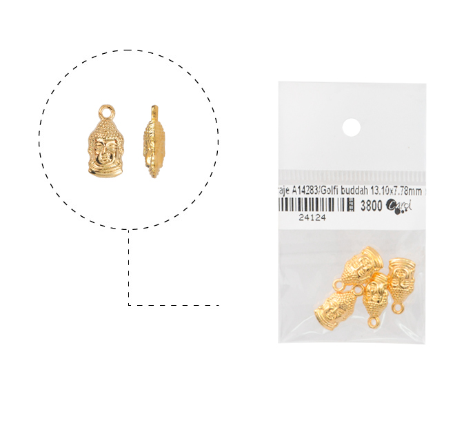 Herraje A14283/rodio buddah 13.10x7.78mm x 4 unds