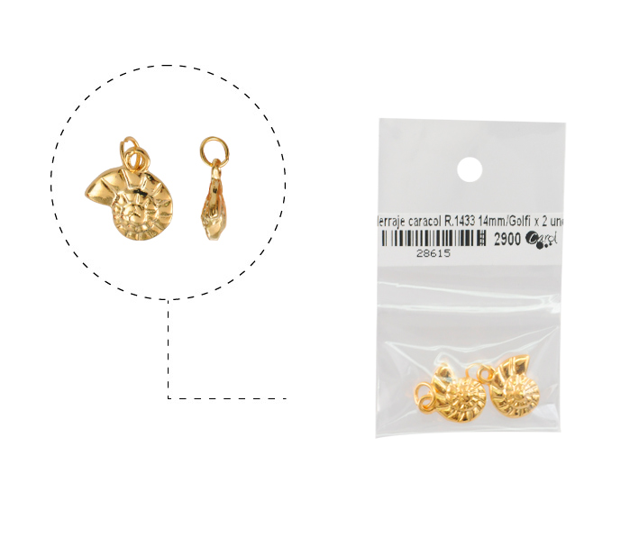 Herraje caracol R.1433 14mm/rodio x 2 unds