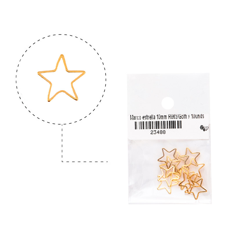 Marco estrella 10mm R065/rodio x 10unds