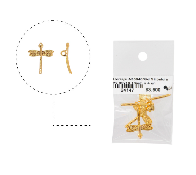 Herraje A35646/rodio libelula 22.05x18.10mm x 4 unds