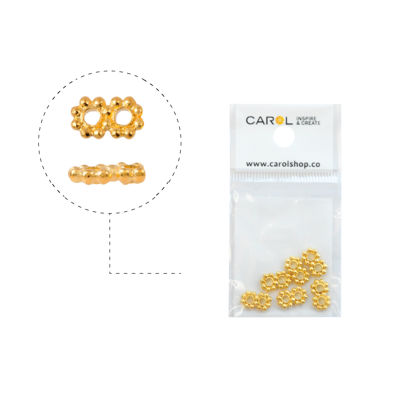 Separador flor x 2 K-5338/rodio 7x11mm x 6unds