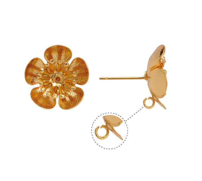 Aretes flor 163-A20 16mm/rodio x par