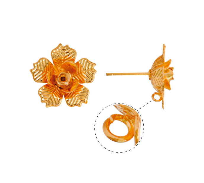 Aretes flor BW00237 17mm/rodio x par