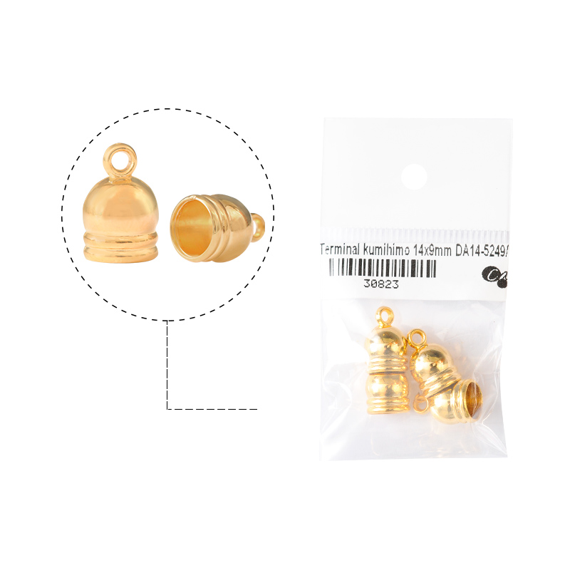 Terminal kumihimo 14x9mm DA14-5249/rodio x 4unds