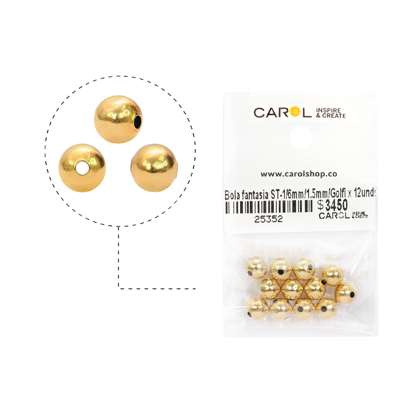 Bola rodio ST-1/6mm/1.5mm x 12unds