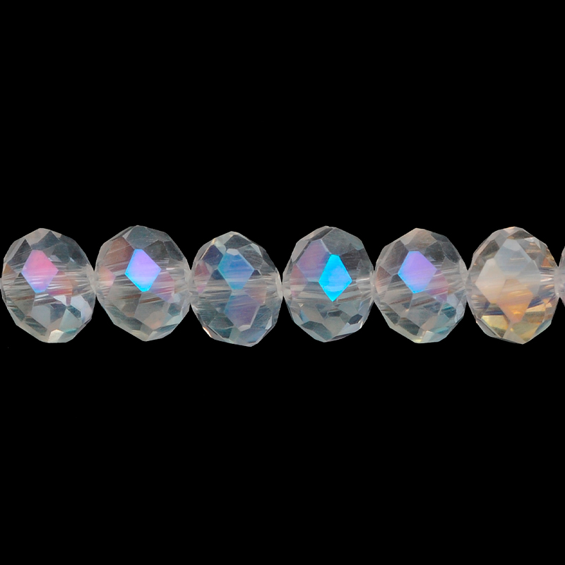 Murano rondela facetada 8mm crystal 02 AB x 60unds