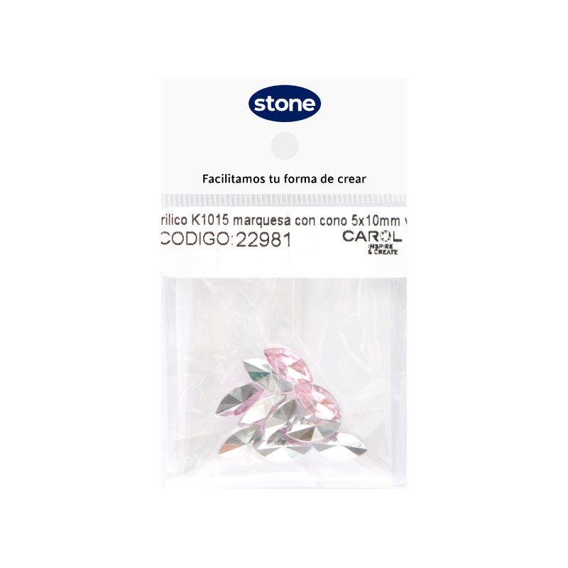 Acrilico K1015 marquesa con cono 5x10mm vintage rose 22 x 10 unds