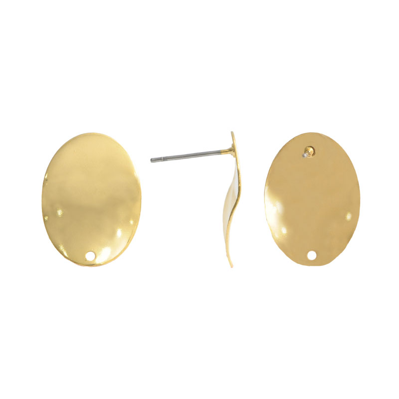 Arete oval prensado con perforacion 20mm/rodio x par