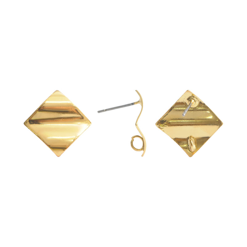 Arete rombo prensado con argolla 17mm/rodio x par