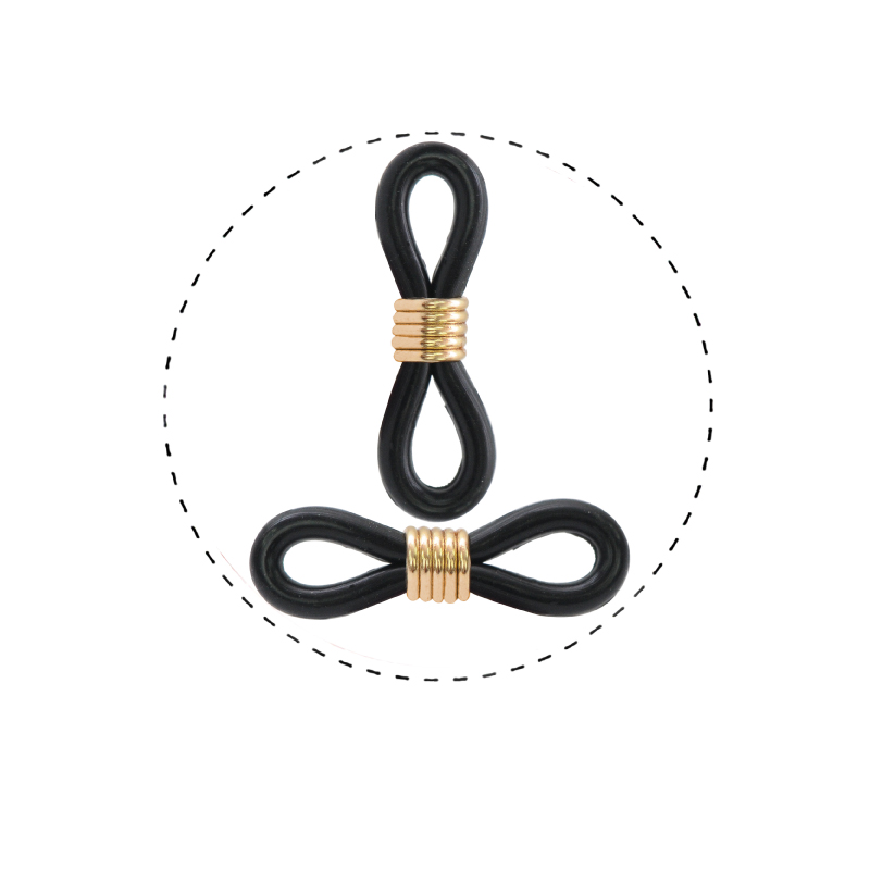 Goma para porta gafas negro laton corto/Gold 19x5mm x par