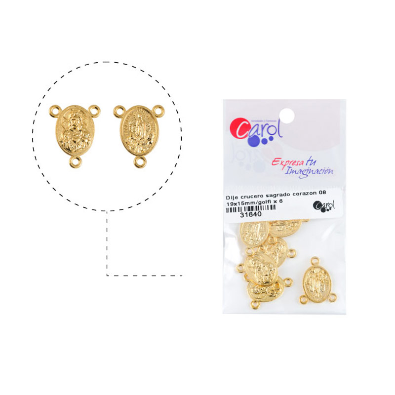 Crucero sagrado corazon y nuestra señora de fatima 08 19x15mm/golfi x 6 und