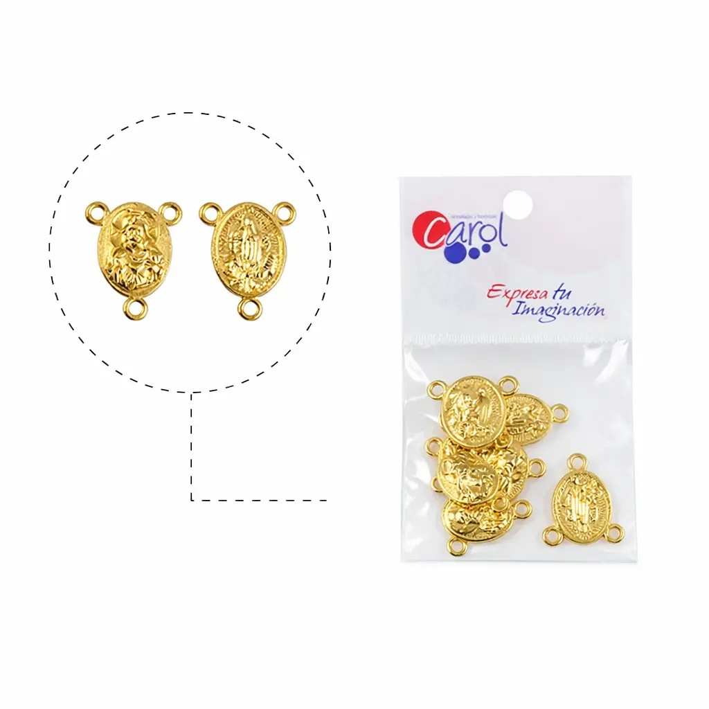 Crucero sagrado corazon y nuestra señora de fatima 08 19x15mm/golfi x 6 und