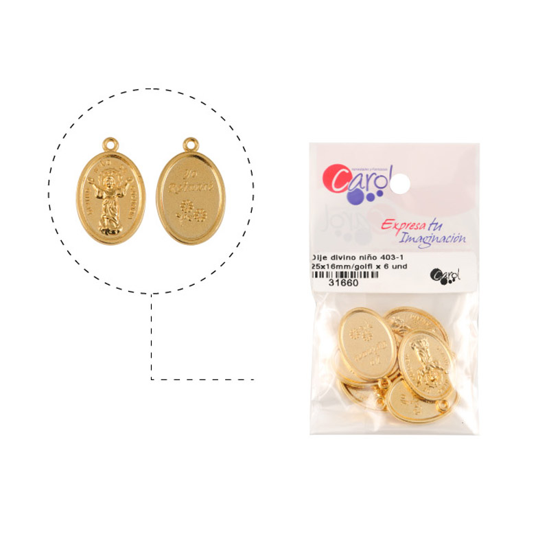 Medalla divino nino 403-1 25x16mm/golfi x 6 und