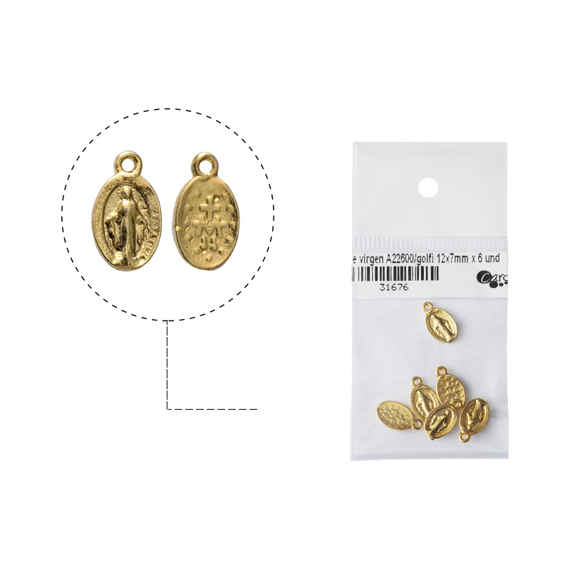 Dije virgen A22600/rodio 12x7mm x 6 und