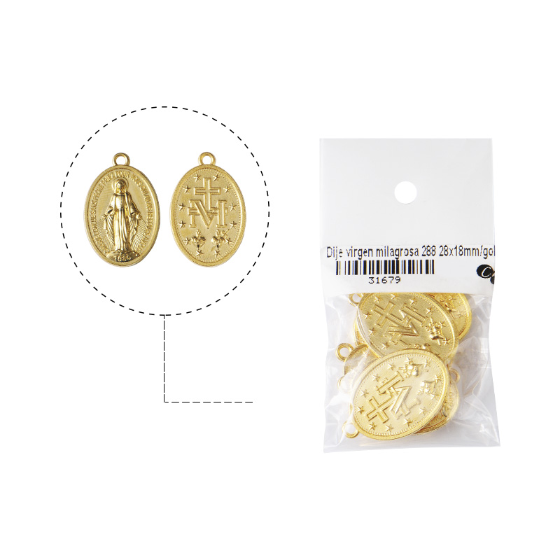 Medalla virgen milagrosa 288 28x18mm/golfi x 6 und