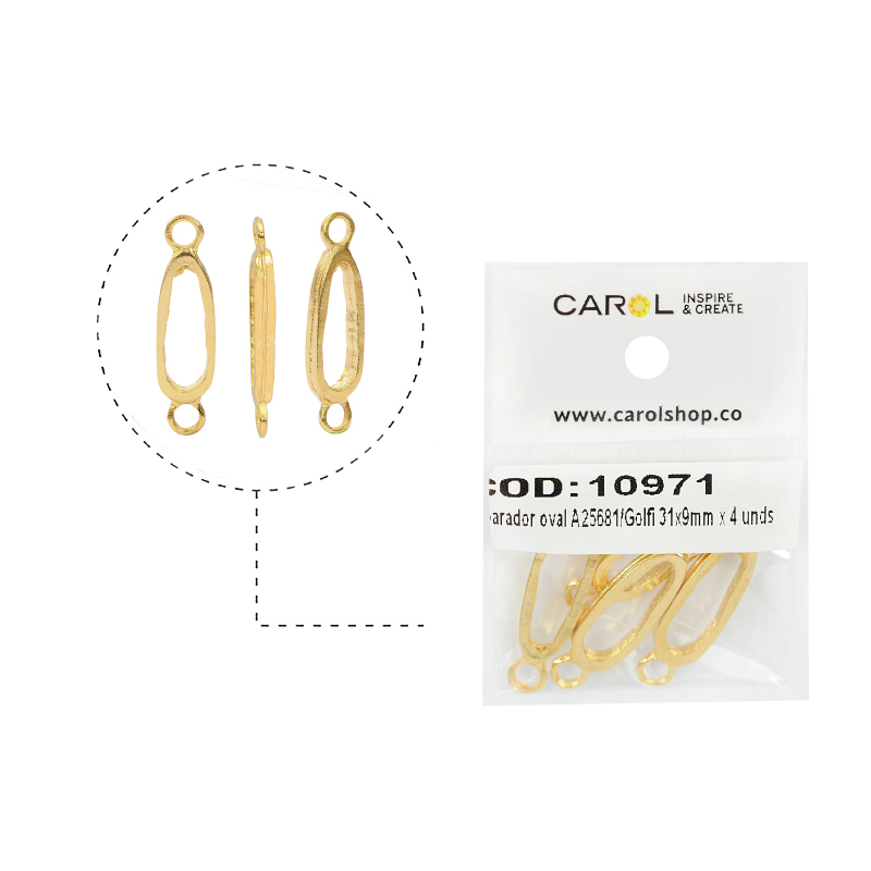Separador oval A25681/rodio 31x9mm x 4 unds