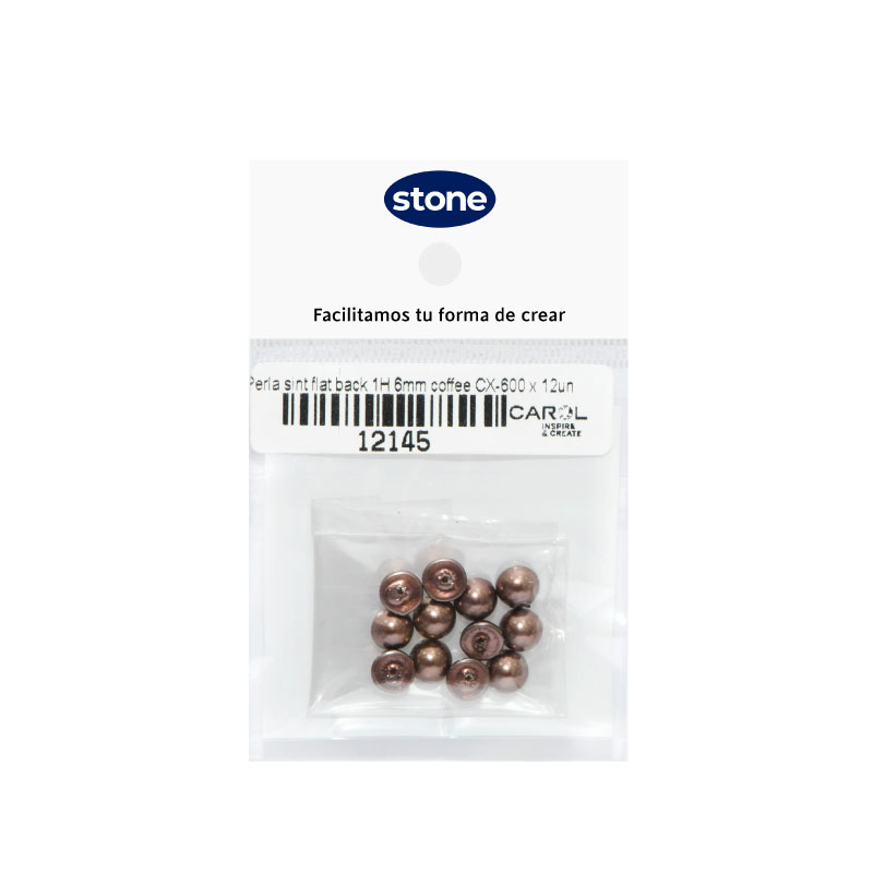 Perla sintetica flat back 1H 6mm coffee CX-600 x 12unds