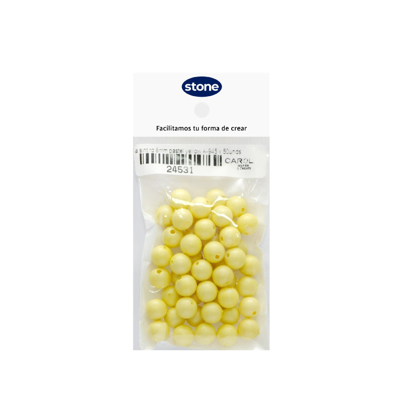 Perla sintetica redonda 8mm pastel yellow A-945 x 50unds