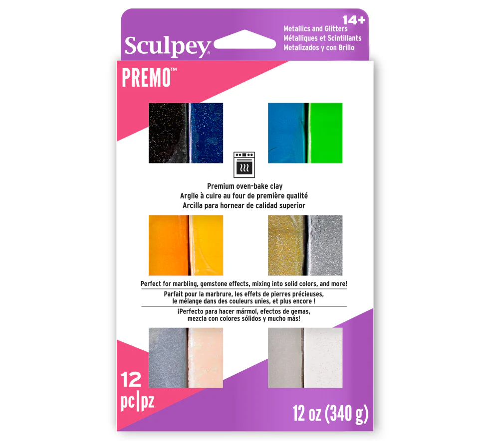 Arcilla polimérica Sculpey Premo Multipack Metallics Y Glitters, 24 x 1 oz (28 g)