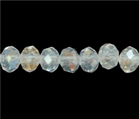 Murano rondela facetada 6mm cristal 02 AB x 100 unds