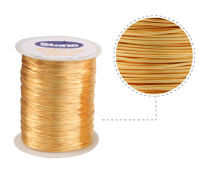 Alambre para bisuteria stone dorado N.22 0.64mm x Kg (420m aprox)