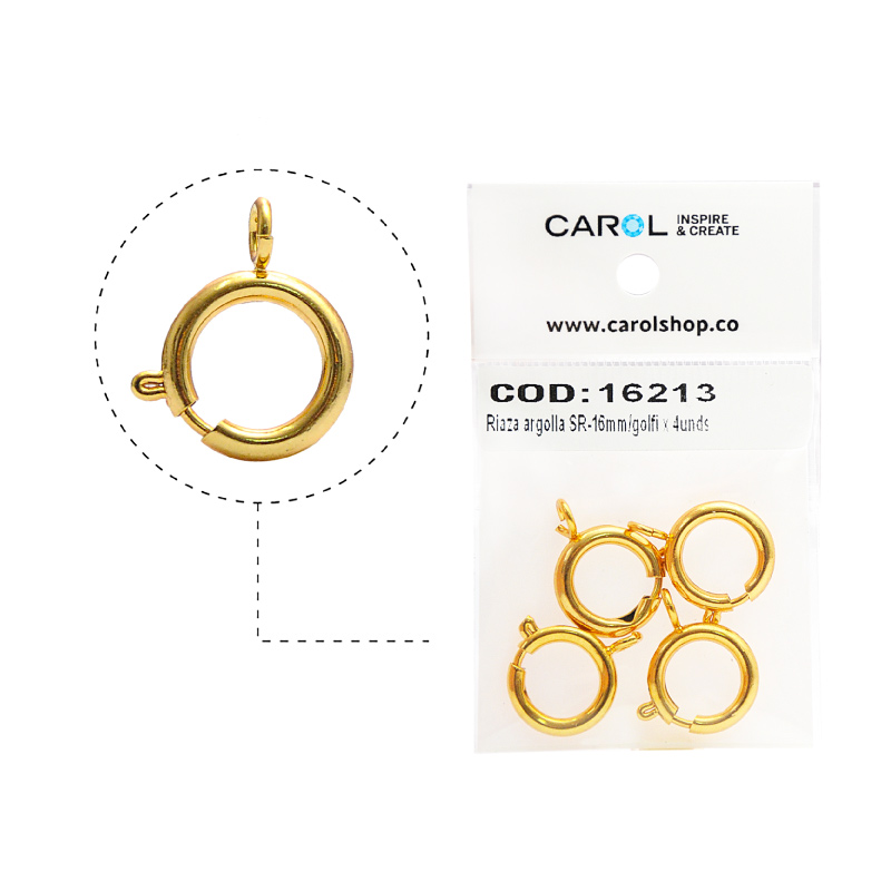 Riaza argolla SR-16mm/rodio x 4unds