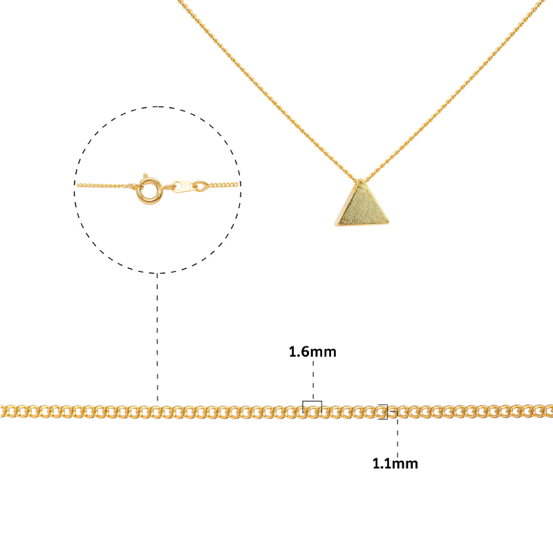 Cadena rodio dije triangulo 130S/1.1x1.6mm/42cm x und
