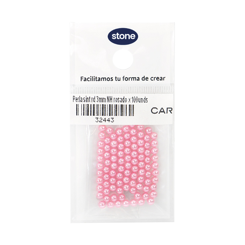 Perla Sintetica Redonda 3mm NH rosado x 100 Unidades