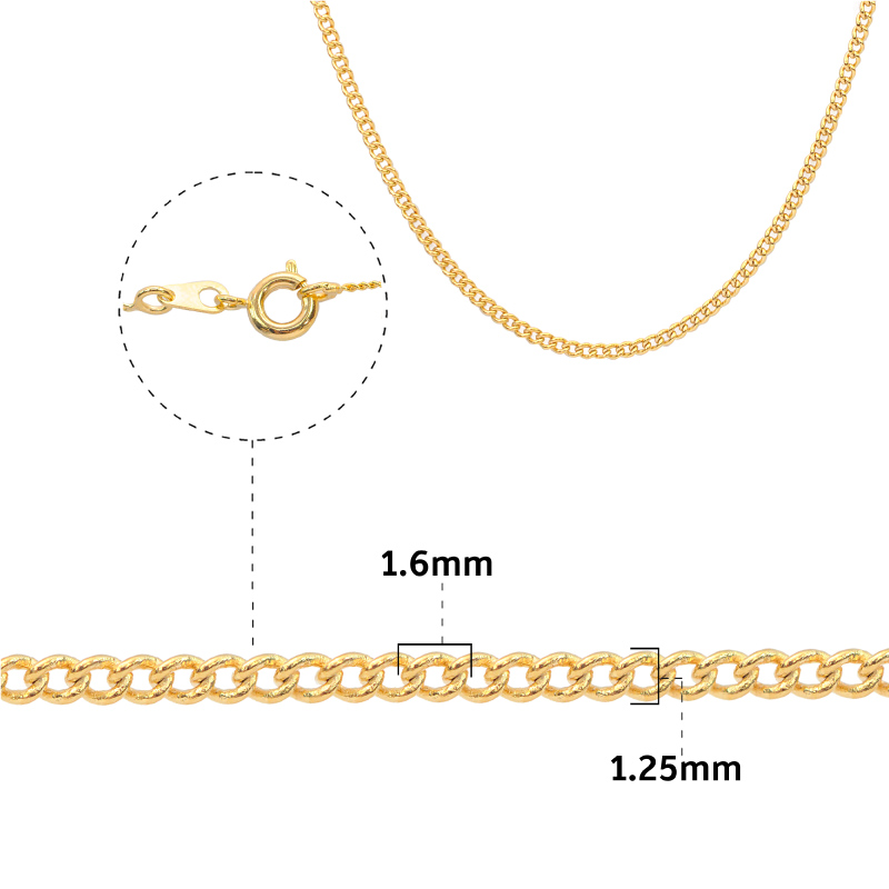 Cadena rodio 130S/1.25x1.6mm/45cm x und